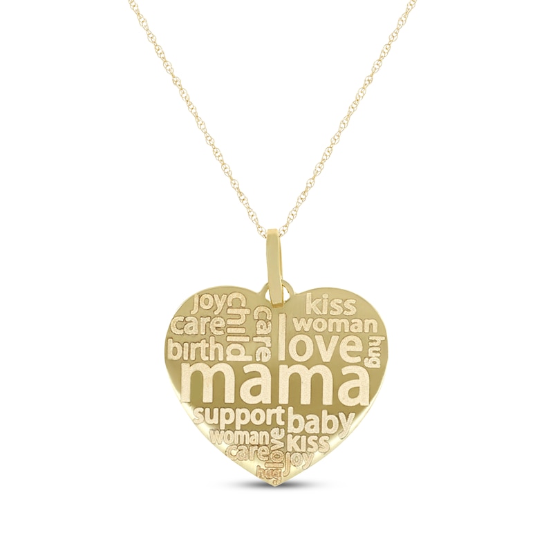 Main Image 1 of &quot;Mama&quot; Word Collage Heart Necklace 10K Yellow Gold 18&quot;