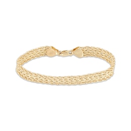 Woven Rope Chain Bracelet Hollow 10K Yellow Gold 7.5"