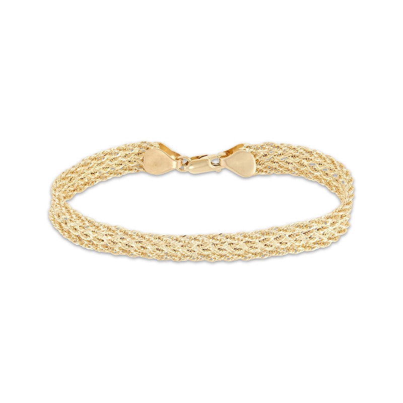 Main Image 1 of Woven Rope Chain Bracelet Hollow 10K Yellow Gold 7.5&quot;