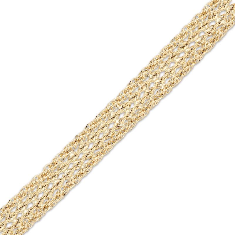 Hollow Curb Chain Necklace & Bracelet Set 10K Yellow Gold