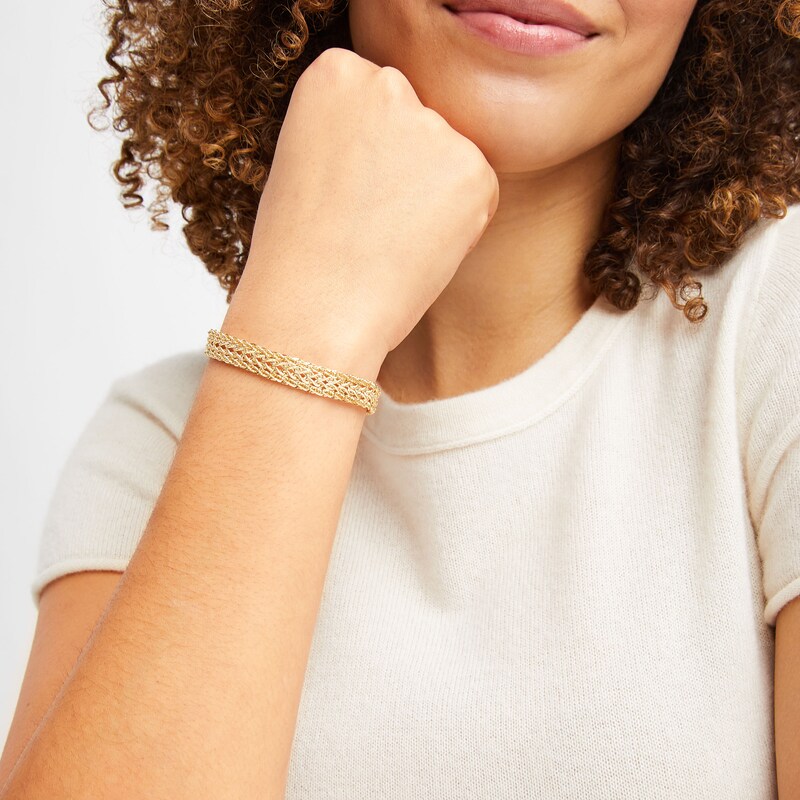 Main Image 4 of Woven Rope Chain Bracelet Hollow 10K Yellow Gold 7.5&quot;
