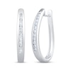 Thumbnail Image 1 of Diamond Oval Hoop Earrings 1/2 ct tw 10K White Gold