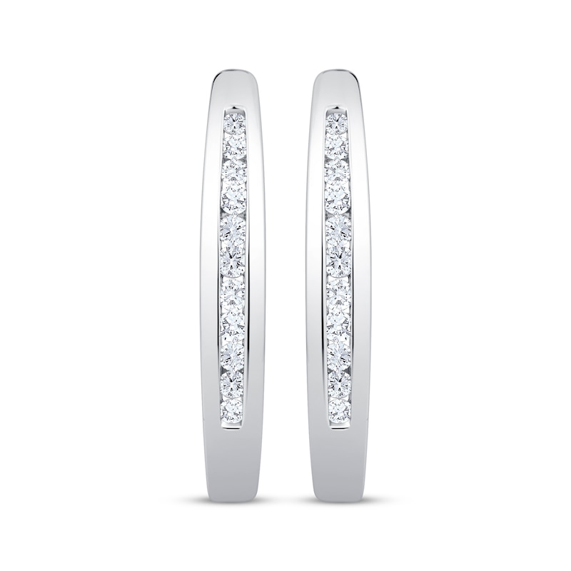 Main Image 2 of Diamond Oval Hoop Earrings 1/2 ct tw 10K White Gold