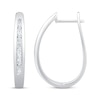 Thumbnail Image 3 of Diamond Oval Hoop Earrings 1/2 ct tw 10K White Gold