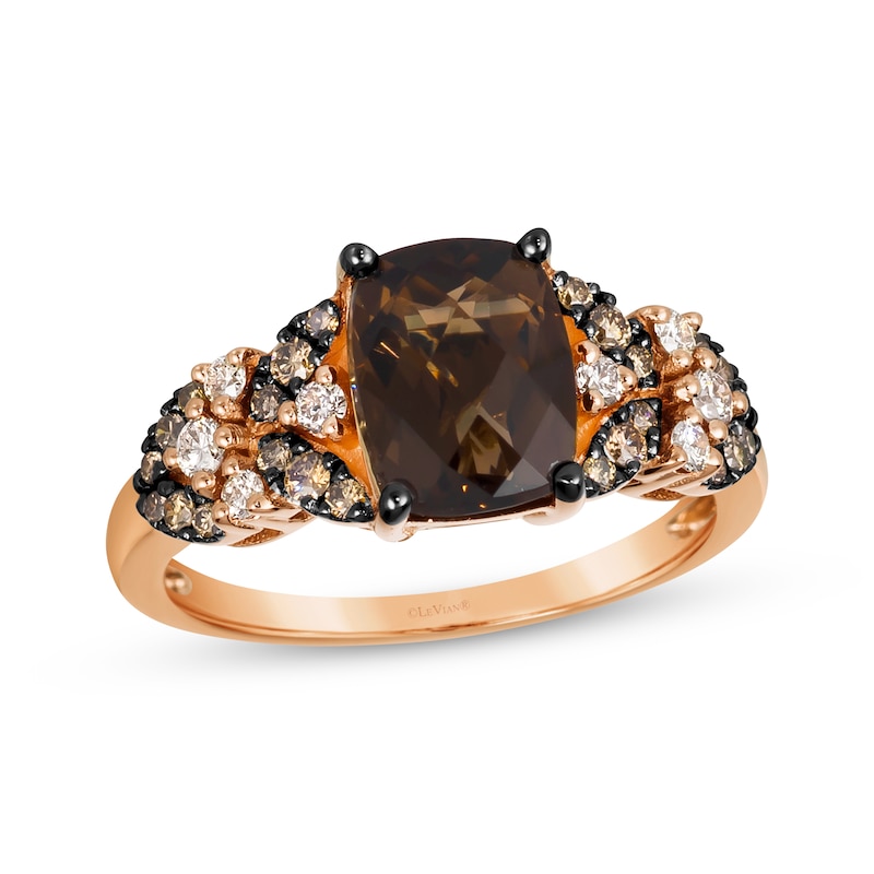Main Image 1 of Le Vian Venetian Mosaic Chocolate Quartz Ring 3/8 ct tw Diamonds 14K Strawberry Gold