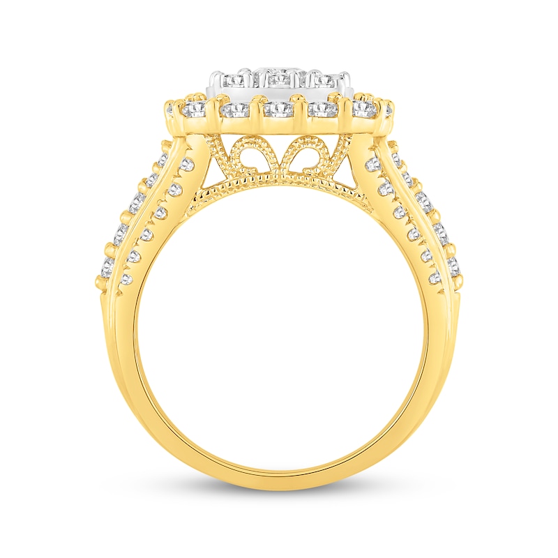 Main Image 3 of Now + Forever Multi-Diamond Center Cushion Frame Engagement Ring 2 ct tw 10K Two-Tone Gold