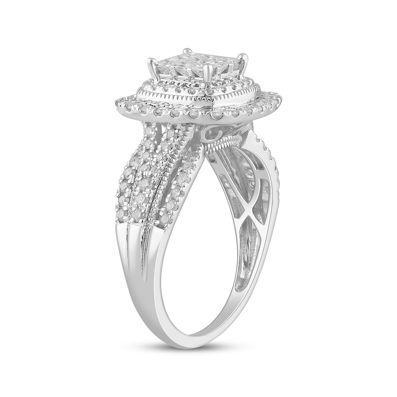 Main Image 2 of Now + Forever Multi-Diamond Center Princess-Cut Engagement Ring 1 ct tw 10K White Gold