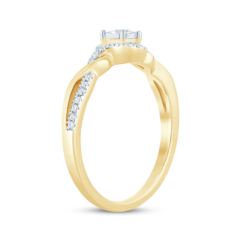 Main Image 2 of Now + Forever Round-Cut Diamond Halo Engagement Ring 1/4 ct tw 10K Yellow Gold