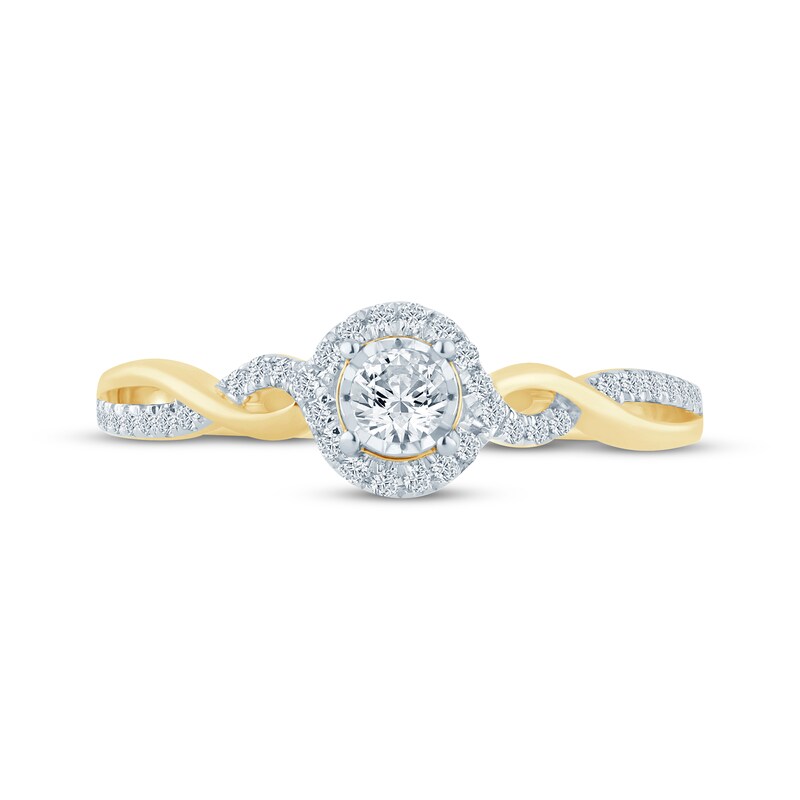 Main Image 3 of Now + Forever Round-Cut Diamond Halo Engagement Ring 1/4 ct tw 10K Yellow Gold