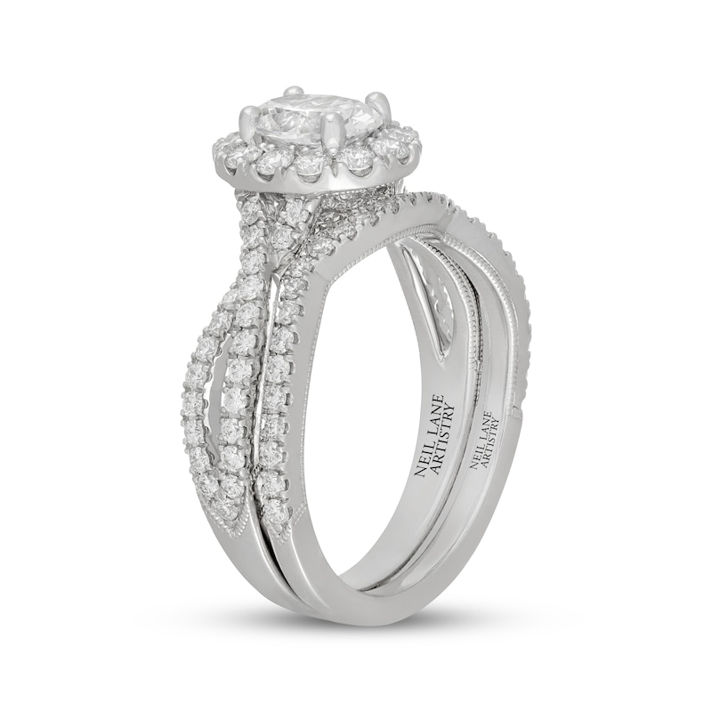 Main Image 2 of Neil Lane Artistry Oval-Cut Lab-Grown Diamond Halo Bridal Set 1-5/8 ct tw 14K White Gold