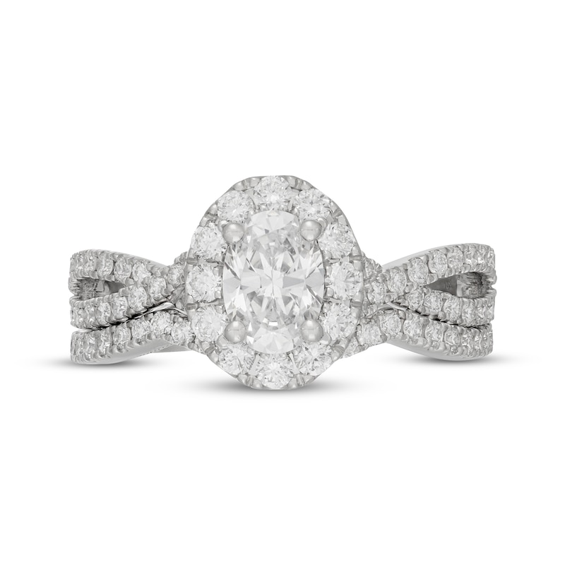 Main Image 3 of Neil Lane Artistry Oval-Cut Lab-Grown Diamond Halo Bridal Set 1-5/8 ct tw 14K White Gold