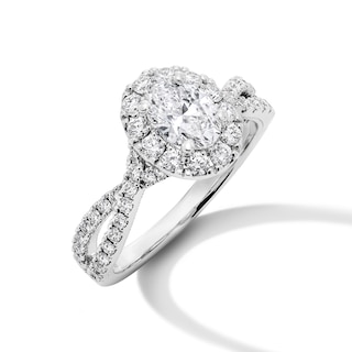 Neil Lane Artistry Oval-Cut Lab-Grown Diamond Halo Engagement Ring 1-1/2 ct tw 14K White Gold