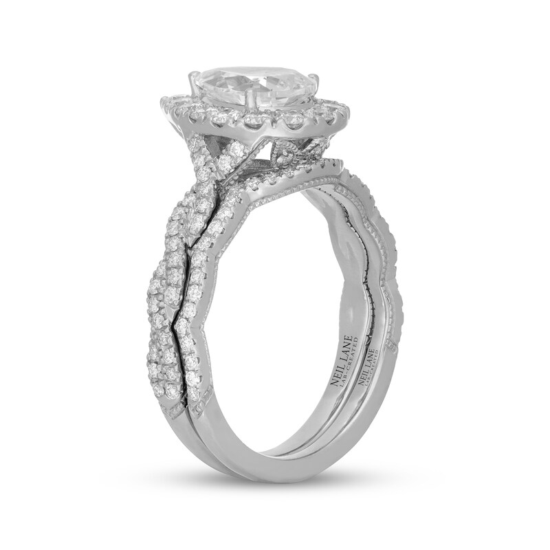 Main Image 2 of Neil Lane Artistry Pear-Shaped Lab-Grown Diamond Halo Bridal Set 1-7/8 ct tw 14K White Gold