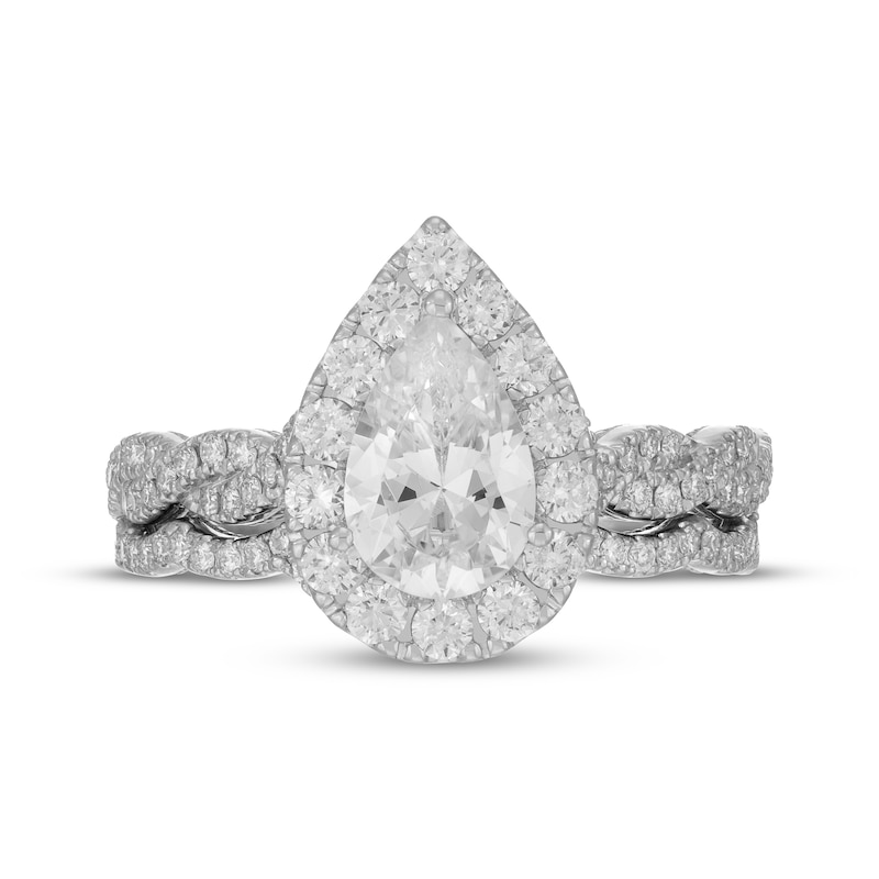 Main Image 3 of Neil Lane Artistry Pear-Shaped Lab-Grown Diamond Halo Bridal Set 1-7/8 ct tw 14K White Gold