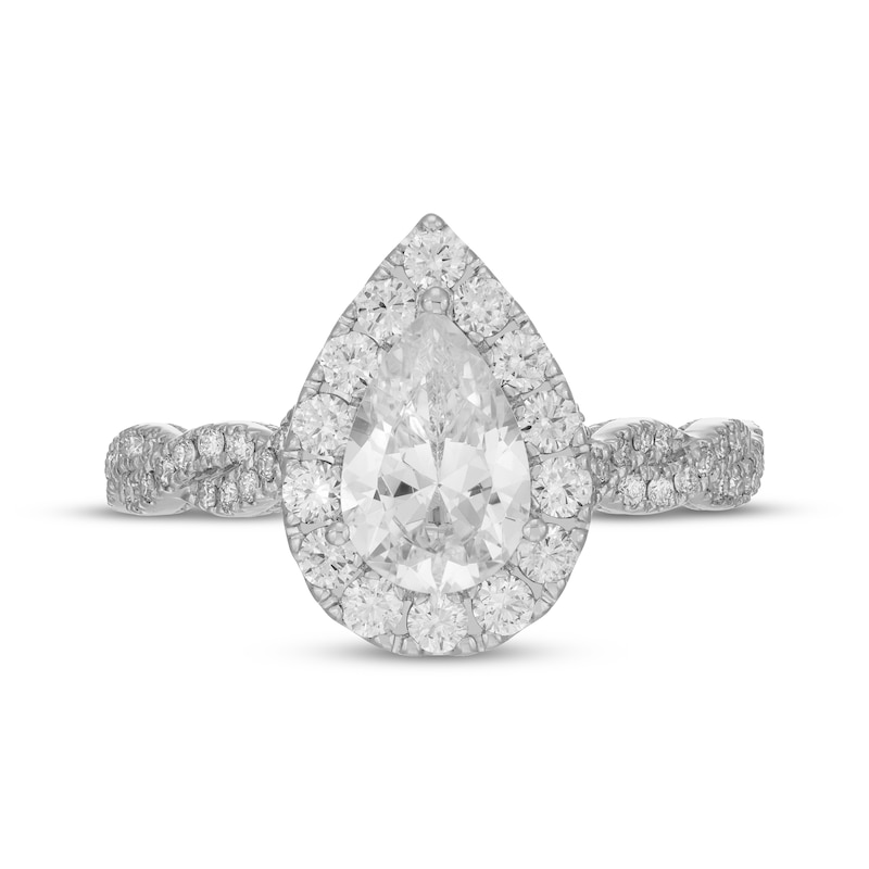 Main Image 3 of Neil Lane Artistry Pear-Shaped Lab-Grown Diamond Halo Engagement Ring 1-3/4 ct tw 14K White Gold