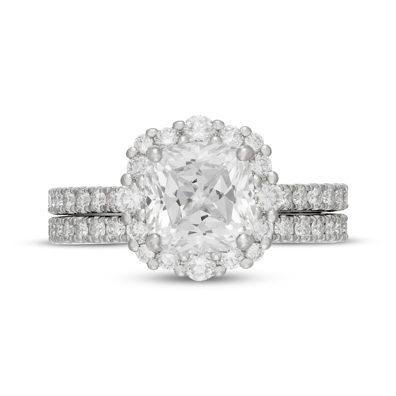 Main Image 3 of Neil Lane Artistry Cushion-Cut Lab-Grown Diamond Halo Bridal Set 3 ct tw 14K White Gold