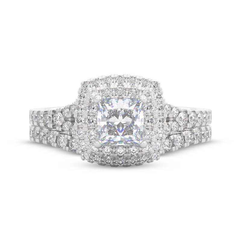Main Image 3 of THE LEO Prisma Diamond Princess-Cut Double Halo Bridal Set 1-1/5 ct tw 14K White Gold