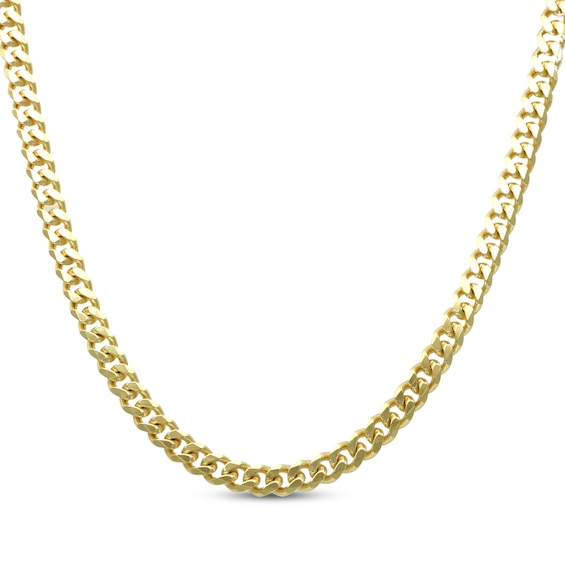 Solid Cuban Curb Chain Necklace 4.2mm 14K Yellow Gold 22"