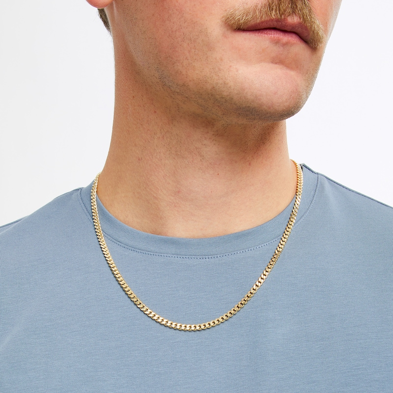 Main Image 5 of Cuban Curb Chain Necklace 4.2mm Solid 14K Yellow Gold 22&quot;