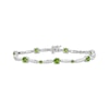 Thumbnail Image 1 of Peridot & White Lab-Created Sapphire Link Bracelet Sterling Silver 7.5&quot;
