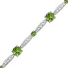 Thumbnail Image 2 of Peridot & White Lab-Created Sapphire Link Bracelet Sterling Silver 7.5&quot;