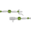 Thumbnail Image 3 of Peridot & White Lab-Created Sapphire Link Bracelet Sterling Silver 7.5&quot;