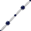 Thumbnail Image 2 of Blue & White Lab-Created Sapphire Link Bracelet Sterling Silver 7.5&quot;