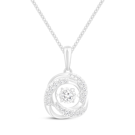Unstoppable Love Diamond Knot Necklace 1/5 ct tw 10K White Gold 19"