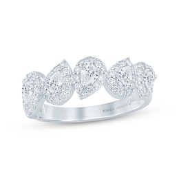 Monique Lhuillier Bliss Pear-Shaped Lab-Grown Diamond Anniversary Ring 1 ct tw 18K White Gold