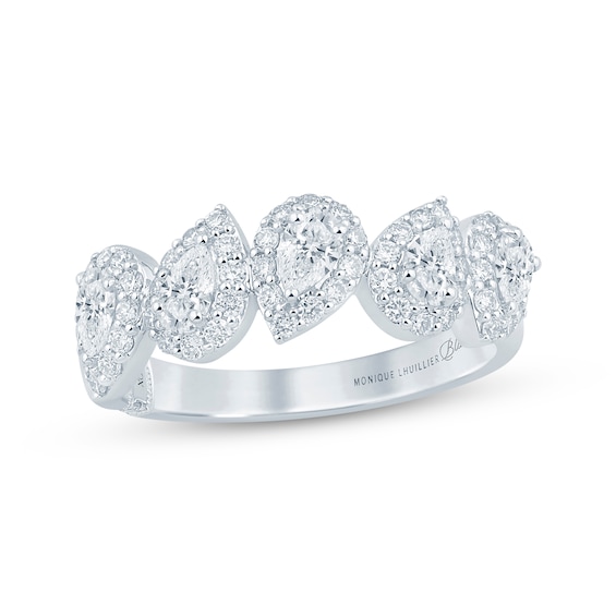 Monique Lhuillier Bliss Pear-Shaped Lab-Grown Diamond Anniversary Ring 1 ct tw 18K White Gold