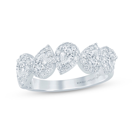 Monique Lhuillier Bliss Pear-Shaped Lab-Created Diamond Anniversary Ring 1 ct tw 18K White Gold