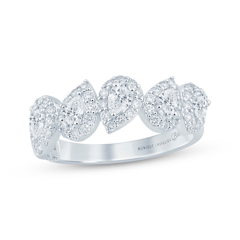 Main Image 1 of Monique Lhuillier Bliss Pear-Shaped Lab-Grown Diamond Anniversary Ring 1 ct tw 18K White Gold