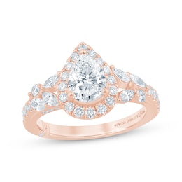 Monique Lhuillier Bliss Pear-Shaped Lab-Grown Diamond Halo Engagement Ring 1-7/8 ct tw 18K Rose Gold