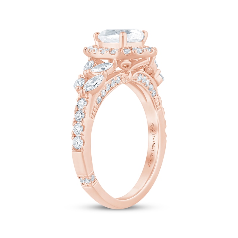 Monique Lhuillier Bliss Pear-Shaped Lab-Created Diamond Halo Engagement Ring 1-7/8 ct tw 18K Rose Gold