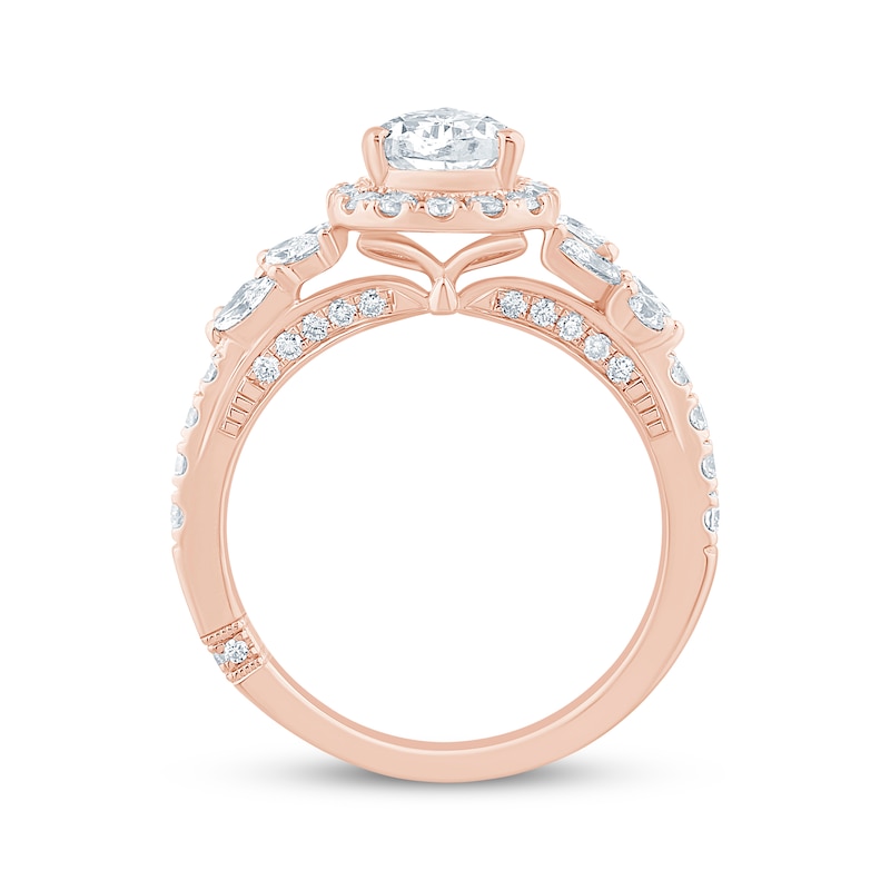 Main Image 3 of Monique Lhuillier Bliss Pear-Shaped Lab-Grown Diamond Halo Engagement Ring 1-7/8 ct tw 18K Rose Gold