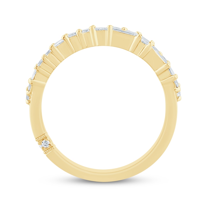 Monique Lhuillier Bliss Baguette & Round-Cut Lab-Created Diamond Anniversary Ring 5/8 ct tw 18K Yellow Gold