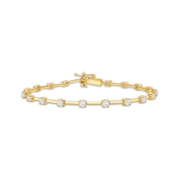 KAY Lab-Grown Diamonds Alternating Bar Link Bracelet 2 ct tw 10K Yellow Gold 7.25&quot;