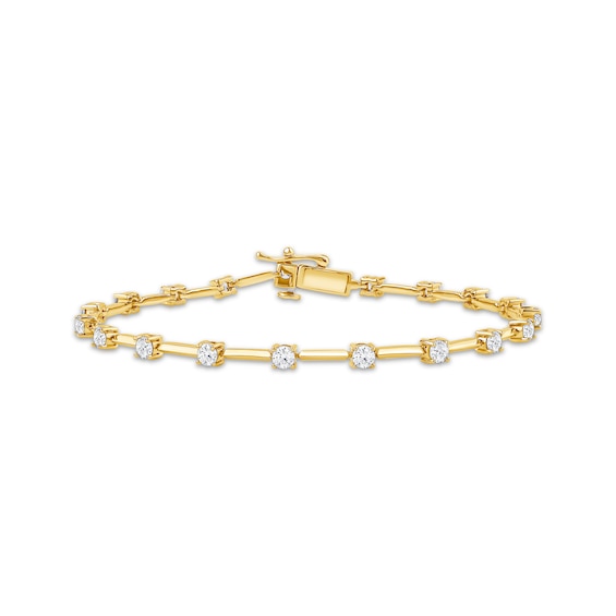 KAY Lab-Grown Diamonds Alternating Bar Link Bracelet 2 ct tw 10K Yellow Gold 7.25"