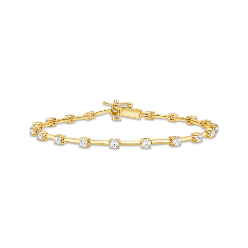 Main Image 1 of KAY Lab-Grown Diamonds Alternating Bar Link Bracelet 2 ct tw 10K Yellow Gold 7.25&quot;