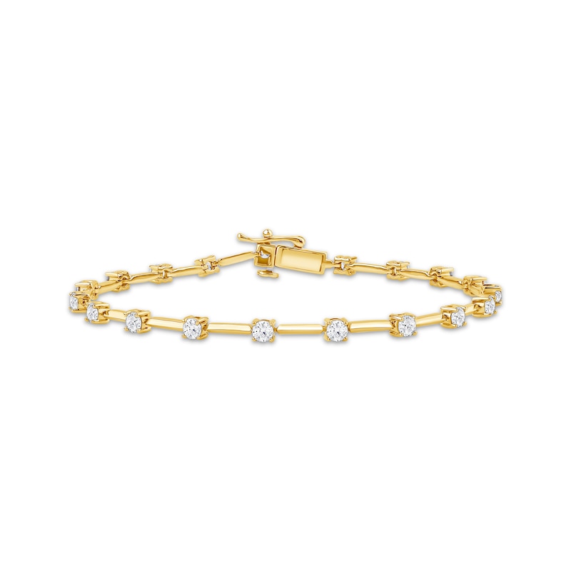 Lab-Created Diamonds by KAY Alternating Bar Link Bracelet 2 ct tw 10K Yellow Gold 7.25"