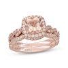 Thumbnail Image 1 of Neil Lane Cushion-Cut Morganite & Diamond Halo Bridal Set 5/8 ct tw Diamonds 14K Rose Gold