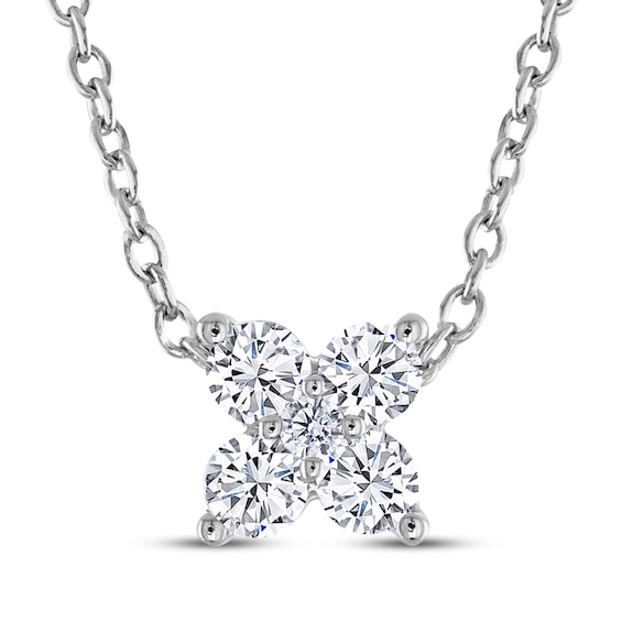 THE LEO Diamond Flower Necklace 1/4 ct tw 14K White Gold 19"