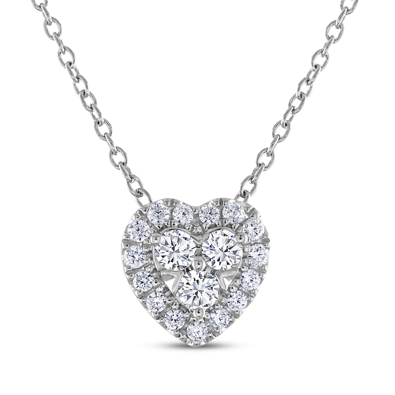 Main Image 1 of THE LEO Diamond Heart Necklace 1/3 ct tw 14K White Gold 19&quot;