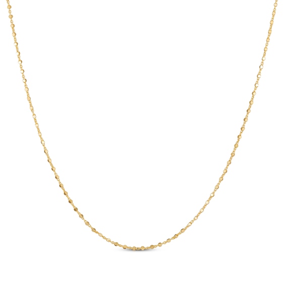 Diamond-Cut Cube Bead Chain Link Necklace 1.05mm Solid 14K Yellow Gold 18"