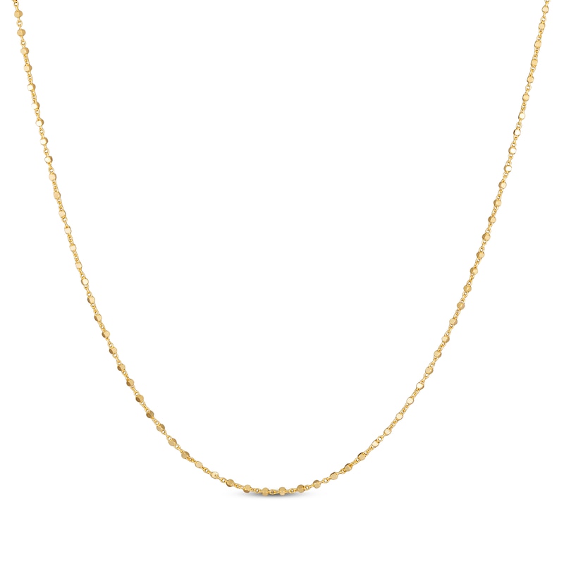 Main Image 1 of Diamond-Cut Cube Bead Chain Link Necklace 1.05mm Solid 14K Yellow Gold 18&quot;