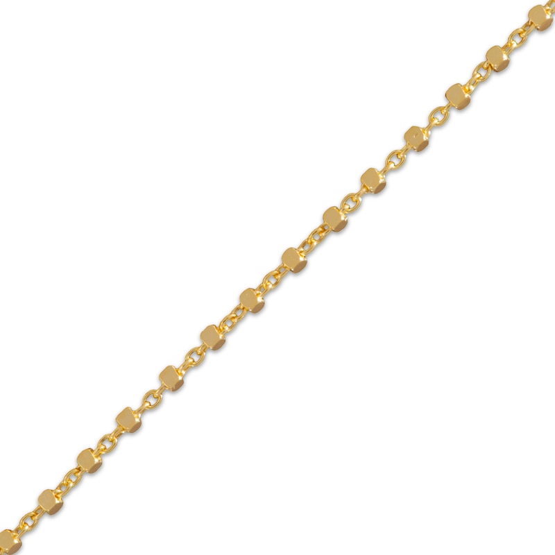 Main Image 2 of Diamond-Cut Cube Bead Chain Link Necklace 1.05mm Solid 14K Yellow Gold 18&quot;