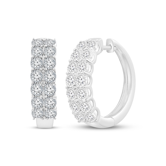 Lab-Created Diamonds by KAY Two-Row Hoop Earrings 1 ct tw 10K White Gold