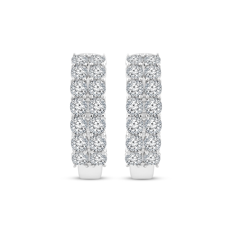 Main Image 2 of KAY Lab-Grown Diamonds Two-Row Hoop Earrings 1 ct tw 10K White Gold