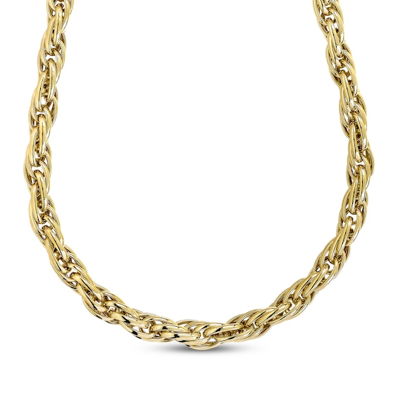 Rope Chain Necklace 7.3mm Hollow 10K Yellow Gold 20"