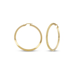 Knife-Edge Hoop Earrings 10K Yellow Gold 40mm